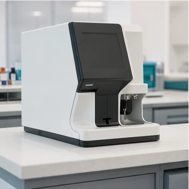 Urine analyser machine in a clean medical laboratory