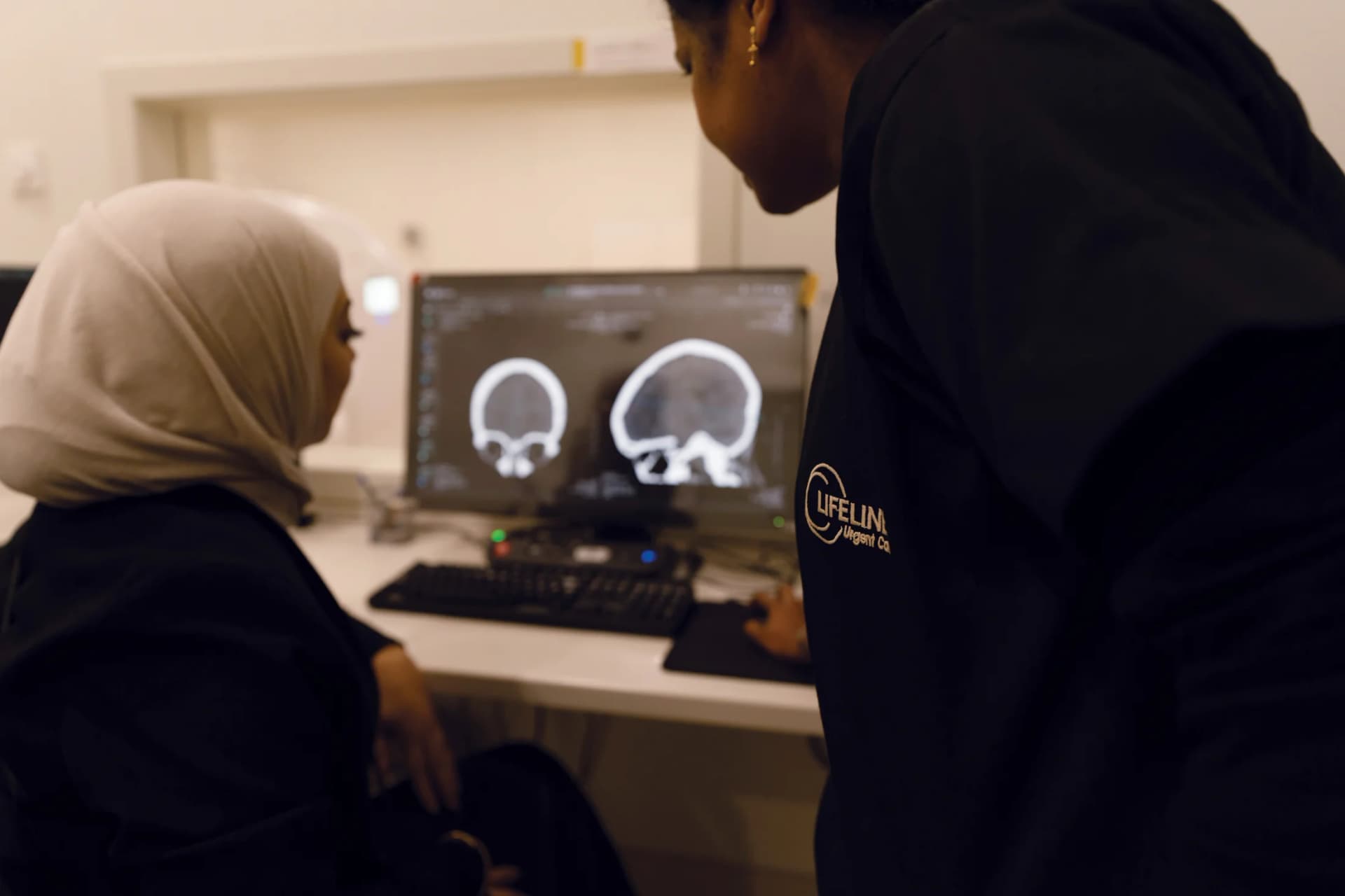 Radiology team reviewing scan results
